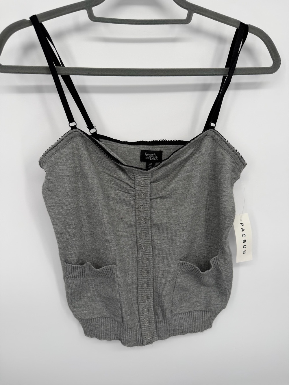 PacSun Gray Tank with Black Trim and Button Front